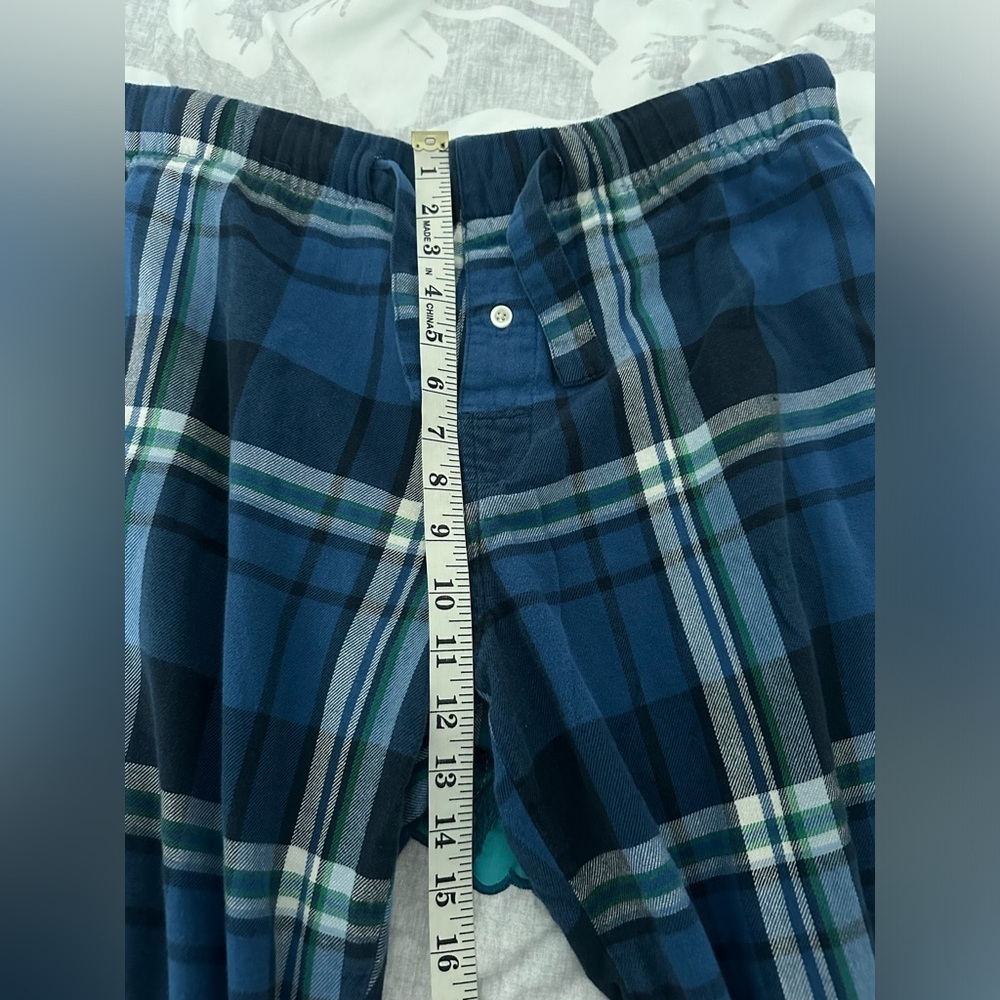 Old Navy Pajama Pants Men’s M Blue 100% Cotton Plaid Straight Leg Casual Pant - Picture 5 of 9